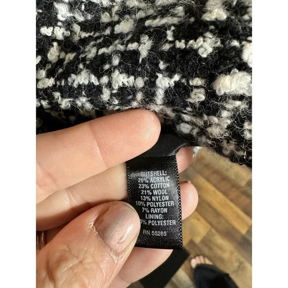 Express Black/White Wool Blend Crop Blazer Size 6 Y2K - Picture 4 of 8